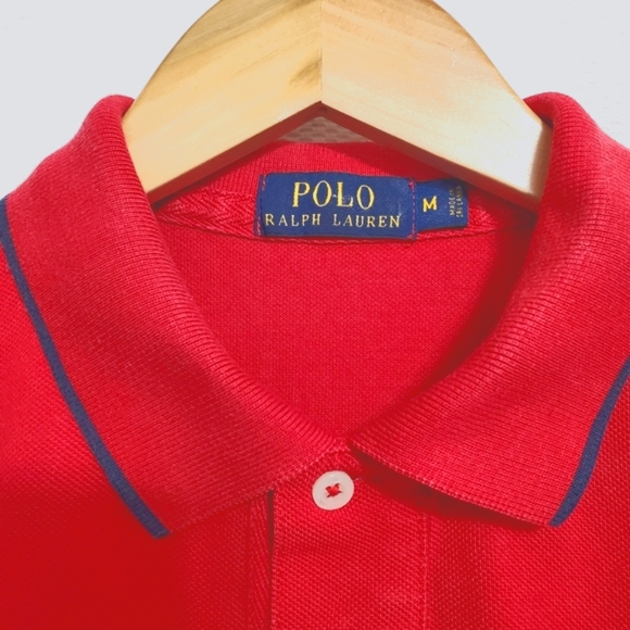 POLO Ralph Lauren Big Pony Red Cotton Pique Polo Shirt Medium - Picture 3 of 5